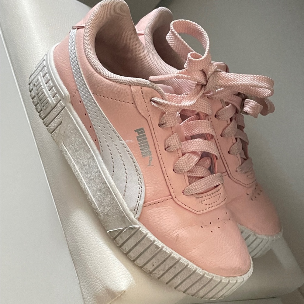 Puma Women's Soft Pink and White Sneakers